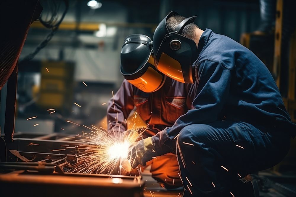 Industrial metalworking welding helmet. AI generated Image by rawpixel.