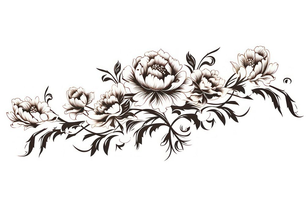 Peony graphics pattern white. AI generated Image by rawpixel.