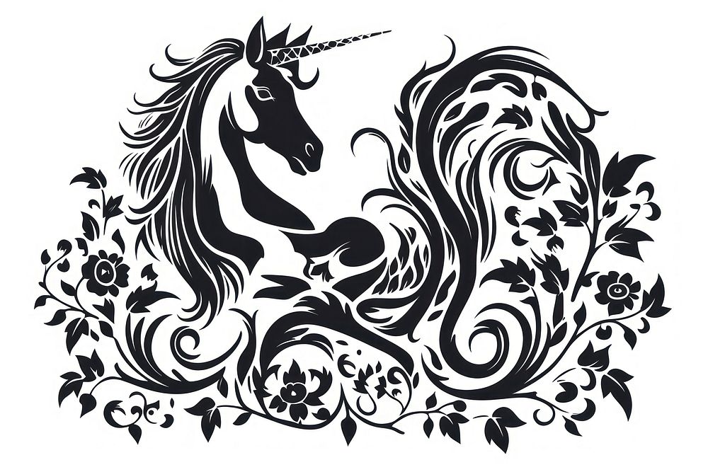 Unicorn graphics pattern drawing. AI generated Image by rawpixel.