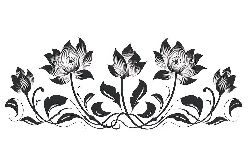 Lotus flowers graphics pattern white. AI generated Image by rawpixel.
