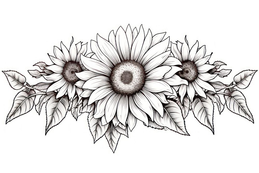 Sunflower graphics pattern drawing. AI generated Image by rawpixel.