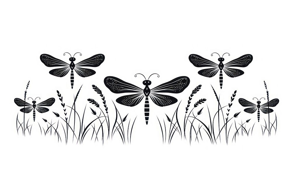 Dragonflies graphics pattern drawing. AI generated Image by rawpixel.