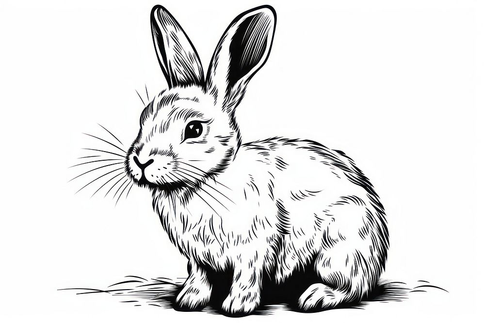 Bunny drawing animal mammal. AI generated Image by rawpixel.