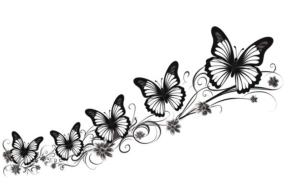 Butterflies graphics pattern white. AI generated Image by rawpixel.
