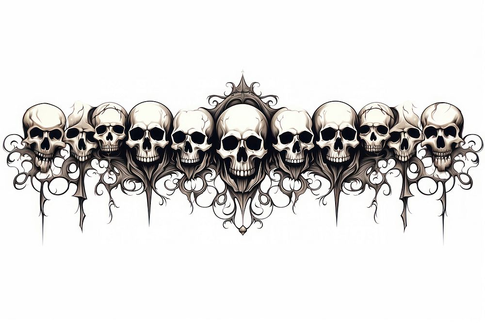 Skulls white background illustrated accessories. AI generated Image by rawpixel.