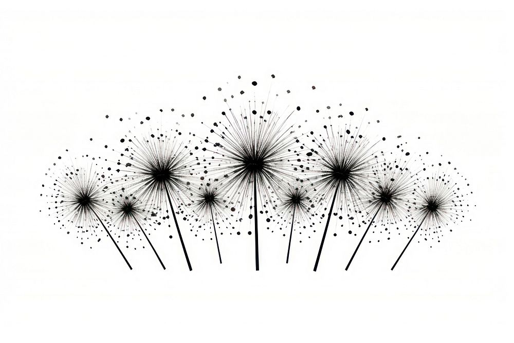 Fireworks plant white background monochrome. AI generated Image by rawpixel.