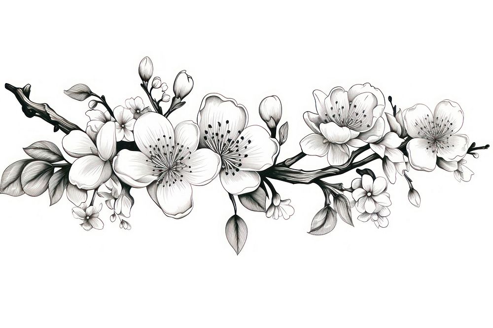 Cherry blossom graphics drawing flower. 