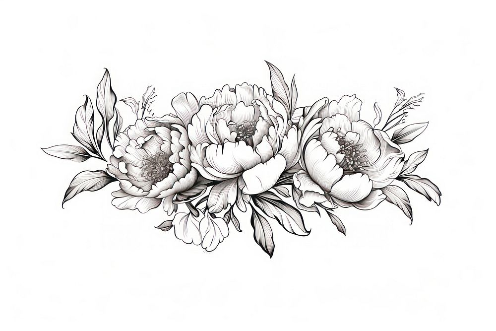 Peony graphics pattern drawing. AI generated Image by rawpixel.