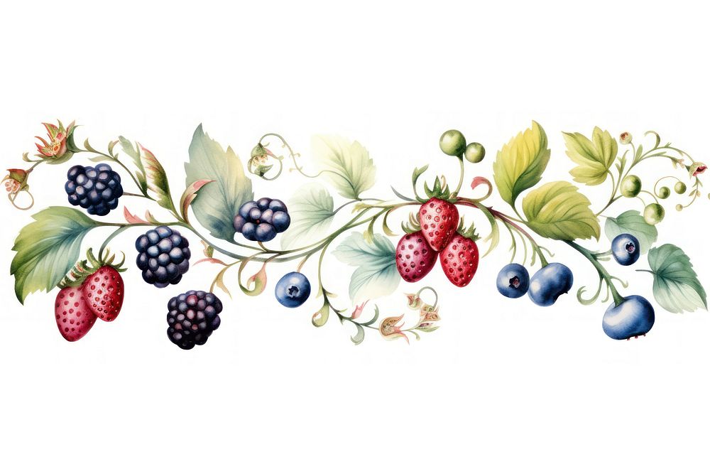 Berries blueberry raspberry fruit. AI generated Image by rawpixel.