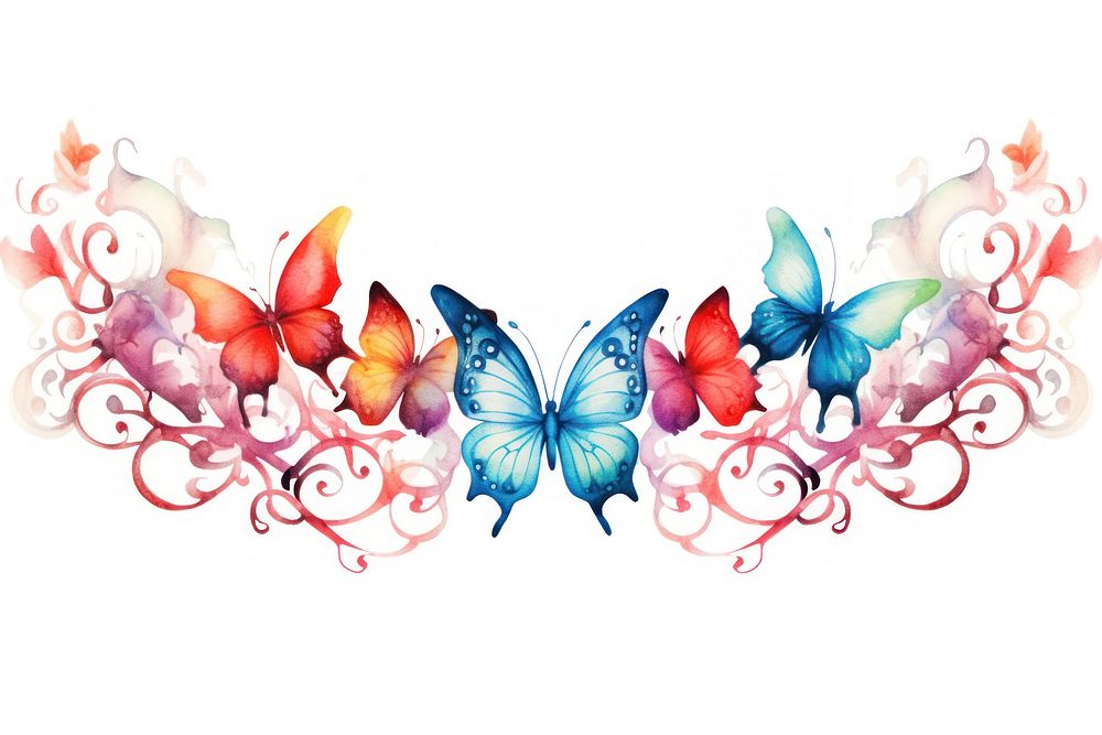 Butterflies graphics pattern white background. AI generated Image by rawpixel.