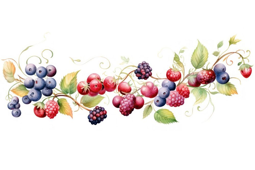 Berries blueberry raspberry grapes. AI generated Image by rawpixel.