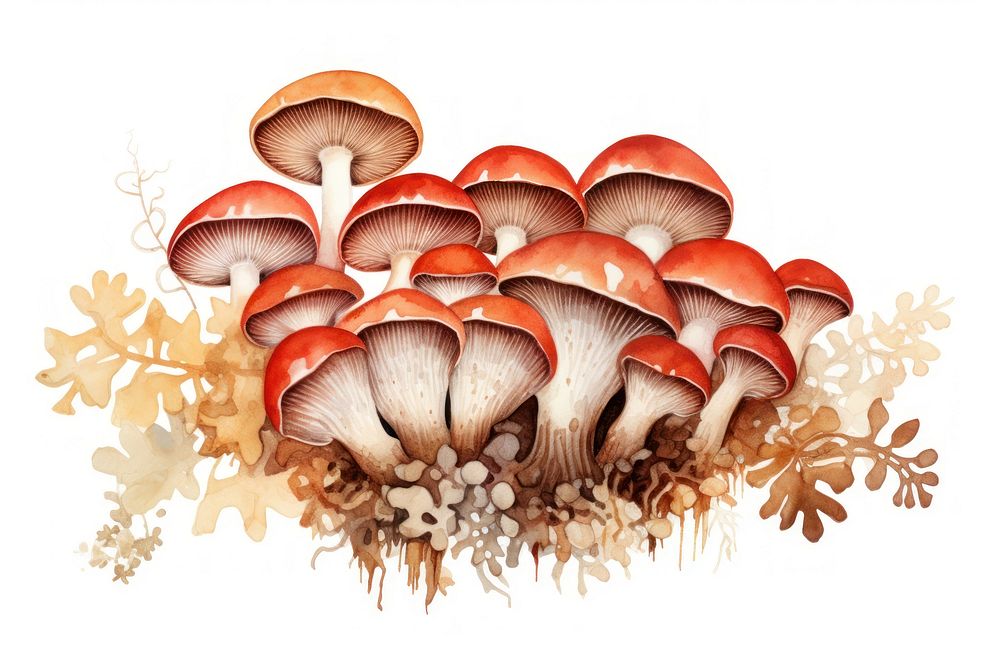 Mushrooms fungus plant white background. AI generated Image by rawpixel.