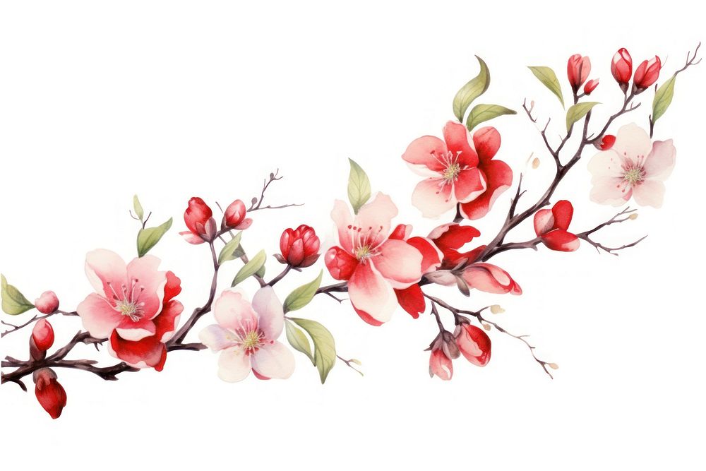 Blossom Chinese new year flower plant white background. AI generated Image by rawpixel.