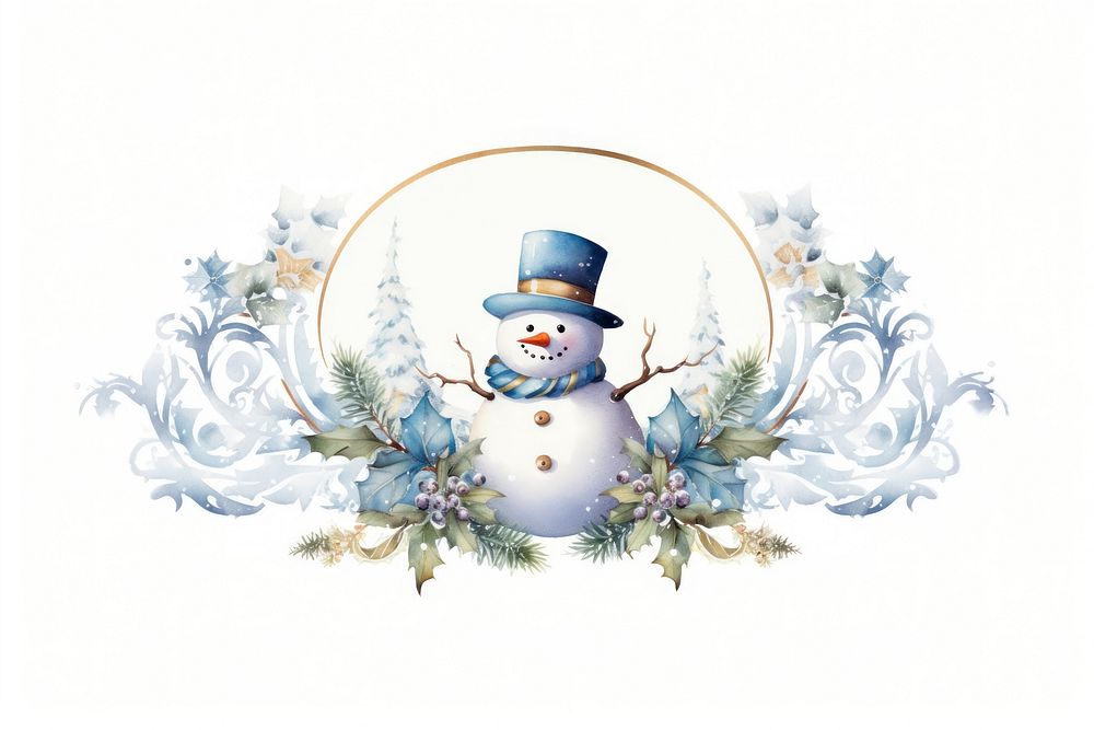 Snowman and snowy snowman winter white. AI generated Image by rawpixel.