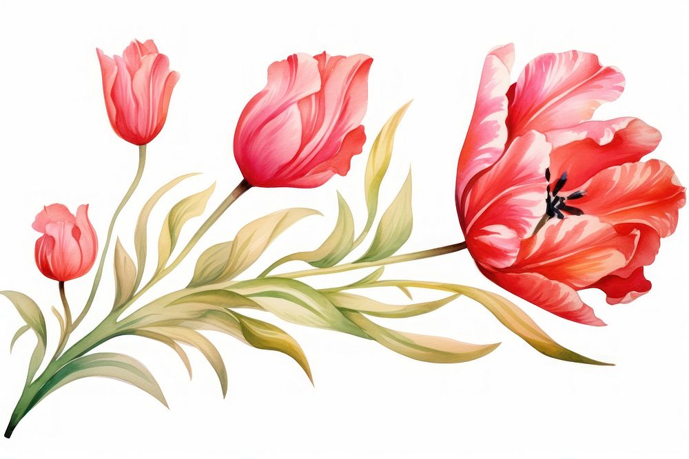 Tulip flower tulip graphics plant. AI generated Image by rawpixel.