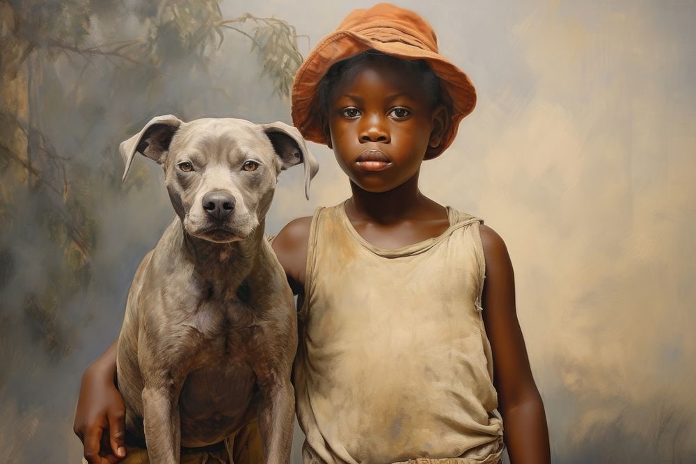 African child dog pet portrait. AI generated Image by rawpixel.