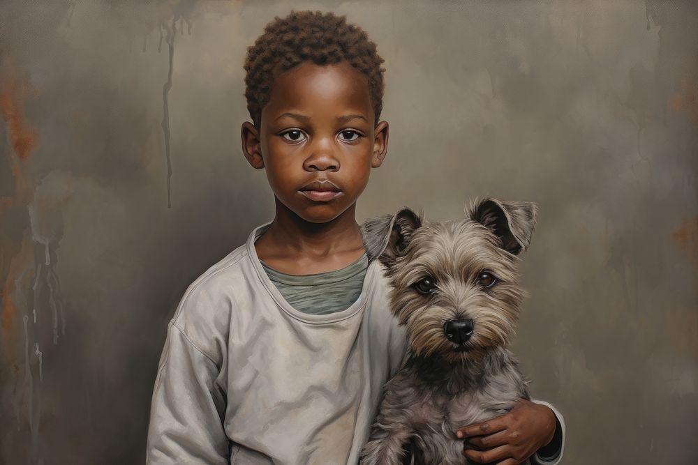African child dog pet portrait. AI generated Image by rawpixel.