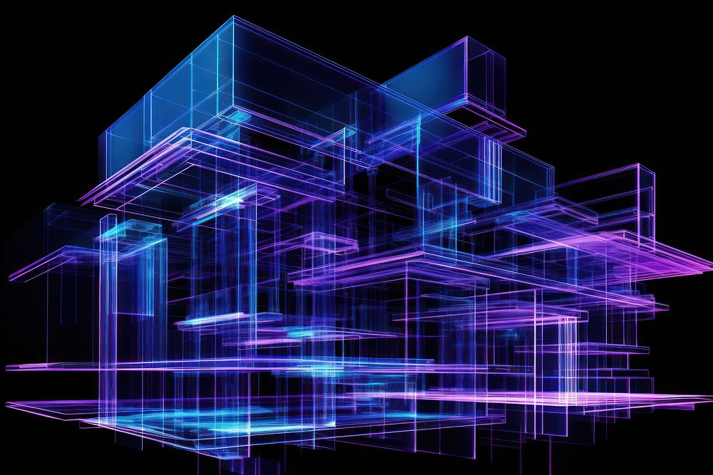 Building purple architecture cyberspace. AI generated Image by rawpixel.