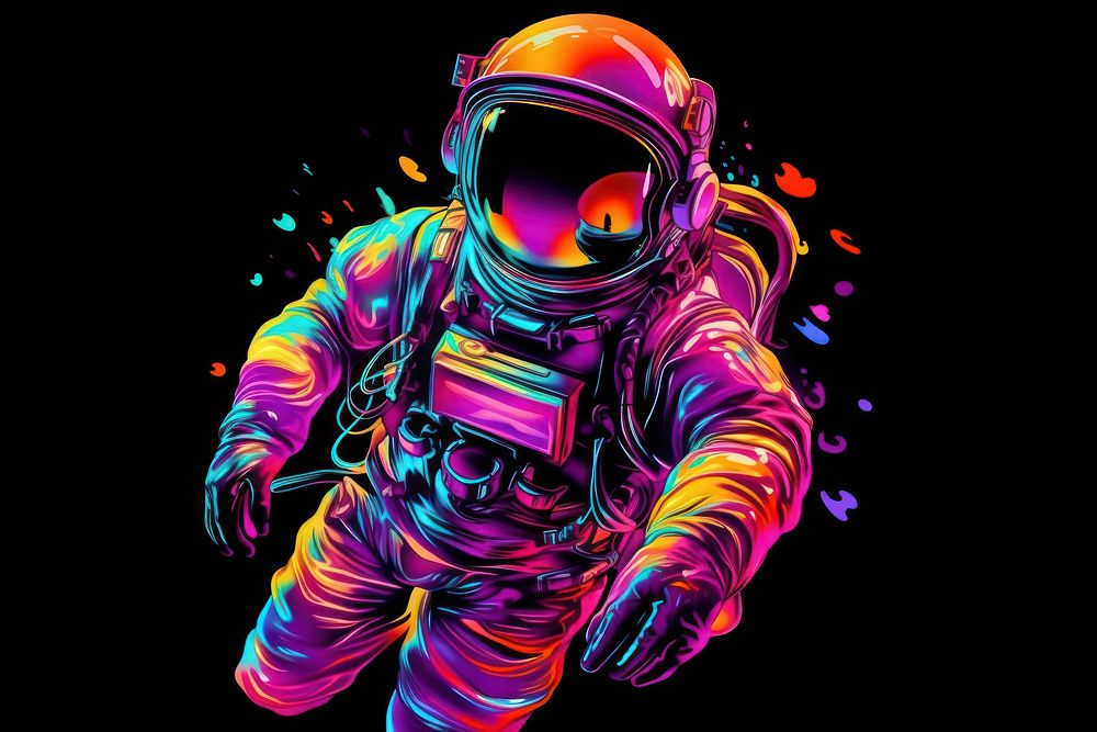 Astronaut purple art illuminated. AI generated Image by rawpixel.