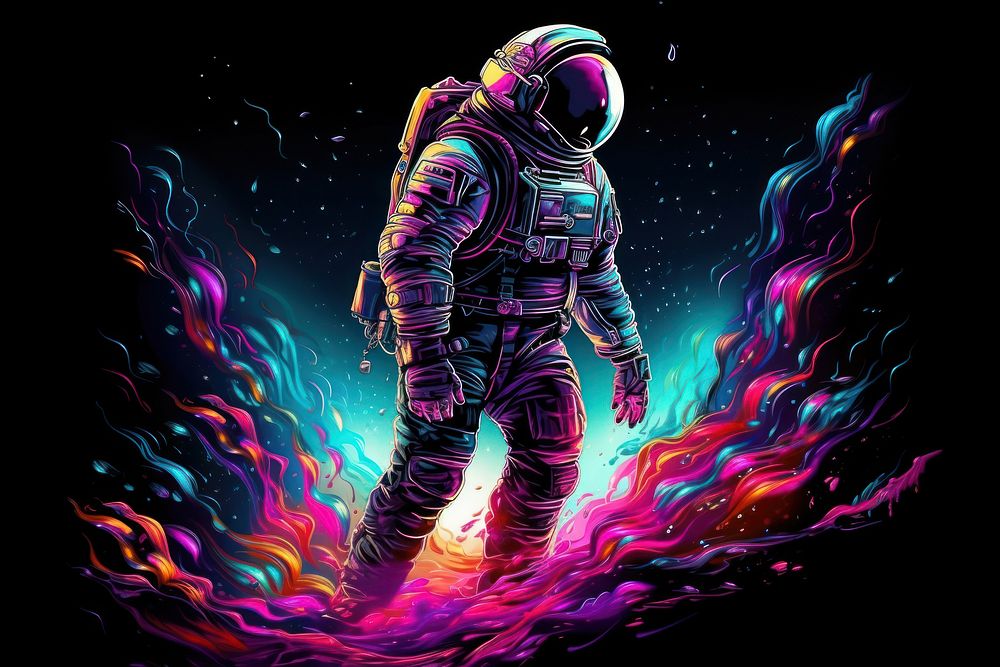 Astronaut purple helmet art. AI generated Image by rawpixel.