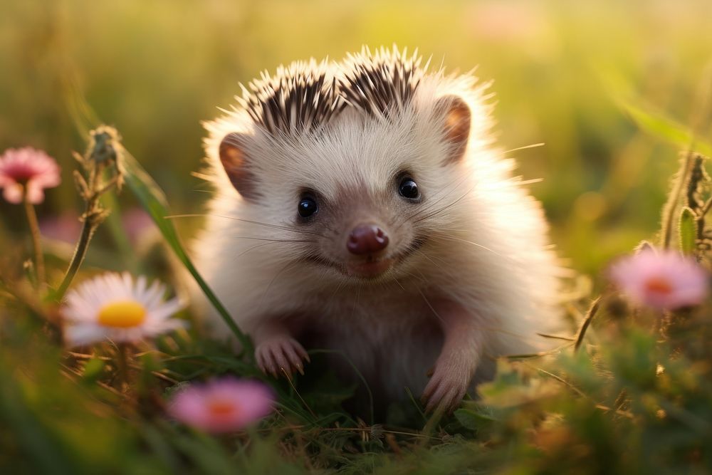 Baby hedgehog playing in grass animal mammal rodent. AI generated Image by rawpixel.
