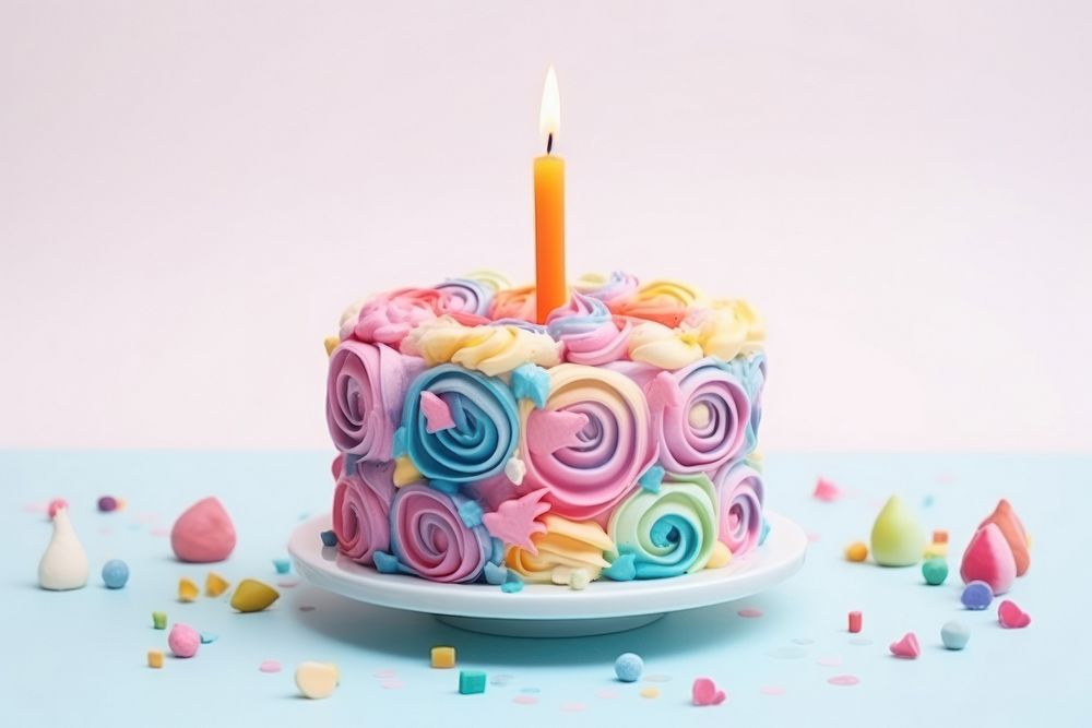 Birthday cake dessert candle food. AI generated Image by rawpixel.