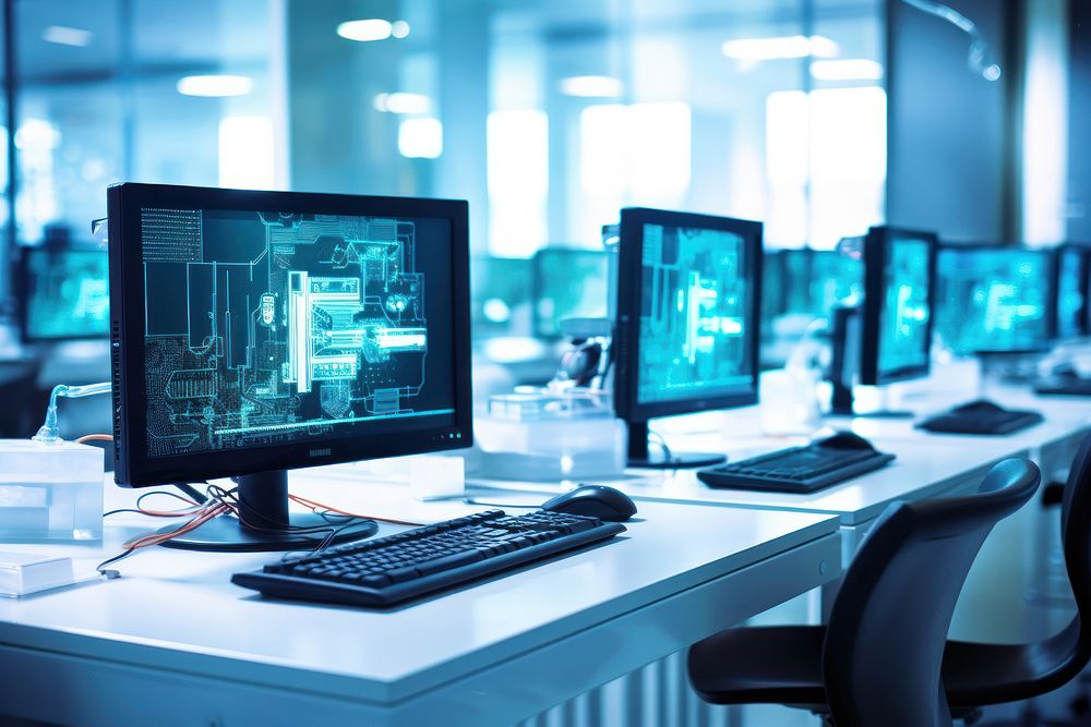 Computer lab technology furniture equipment. | Premium Photo - rawpixel
