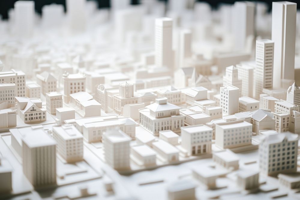 An architectural model of a city architecture building skyscraper. AI generated Image by rawpixel.