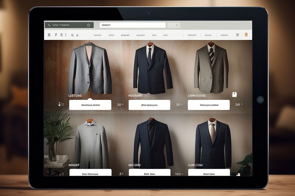Ecommerce site with clothing being displayed on a tablet computer electronics accessories. AI generated Image by rawpixel.