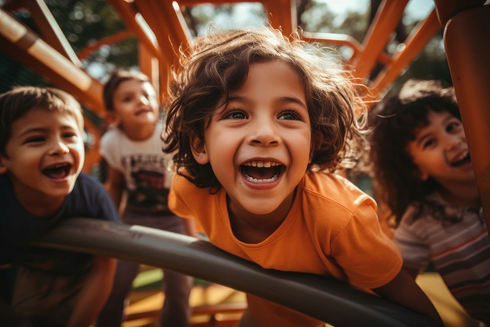 Kids playground laughing outdoors. AI generated Image by rawpixel.