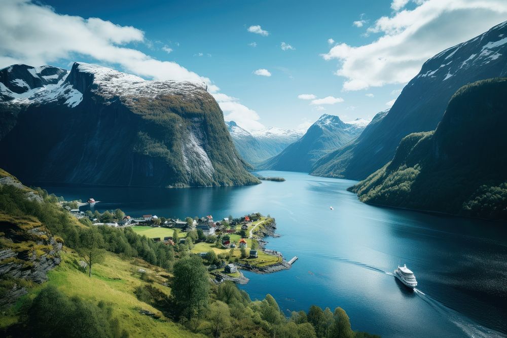 The fjord outdoors vehicle nature. AI generated Image by rawpixel.