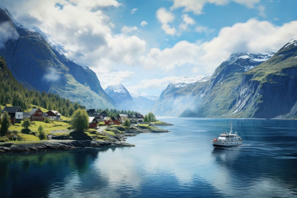 The fjord sky architecture landscape. AI generated Image by rawpixel.