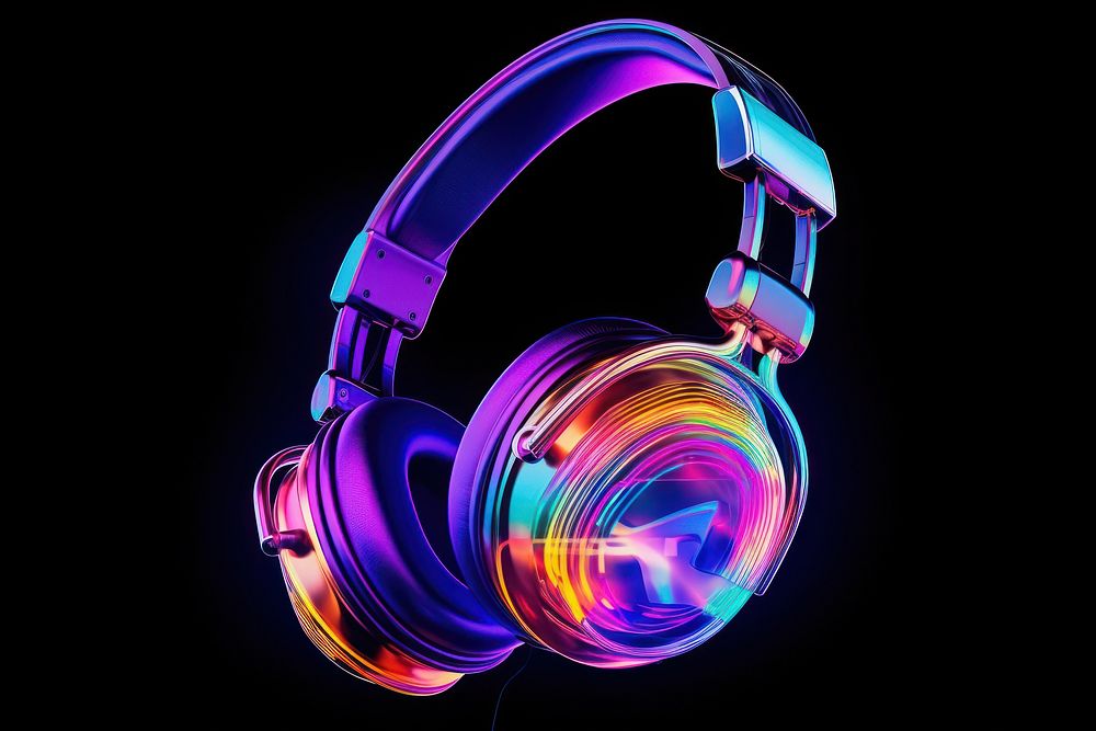 Headphone headphones headset illuminated. AI generated Image by rawpixel.