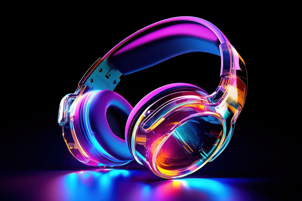 Headphone headphones headset neon. AI generated Image by rawpixel.