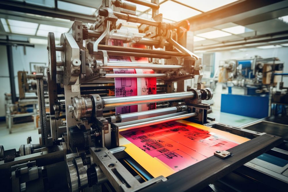 Modern small printing manufacturing machine factory. AI generated Image by rawpixel.