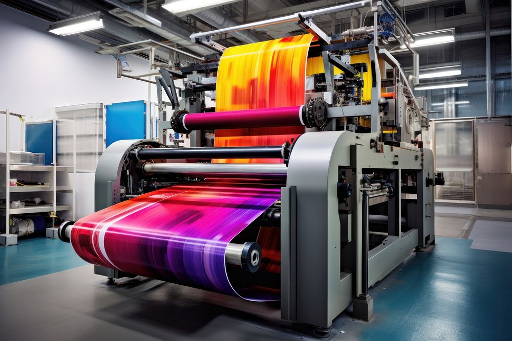 Modern printing manufacturing machine factory. AI generated Image by rawpixel.