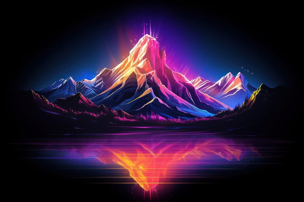 Mountain nature night illuminated. AI generated Image by rawpixel.