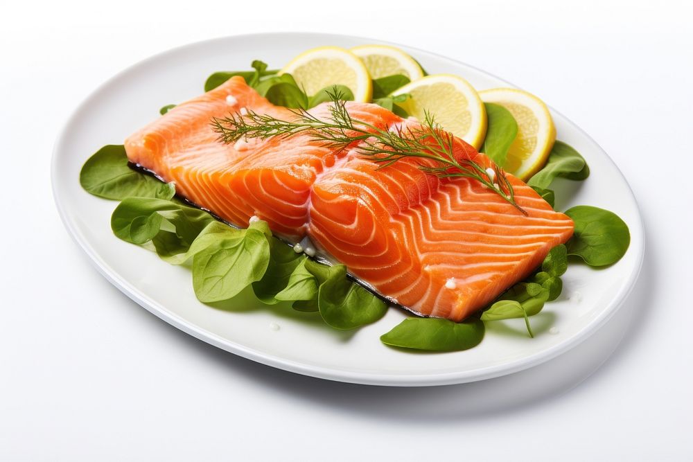 Salmon Lunch salmon seafood plate. AI generated Image by rawpixel.