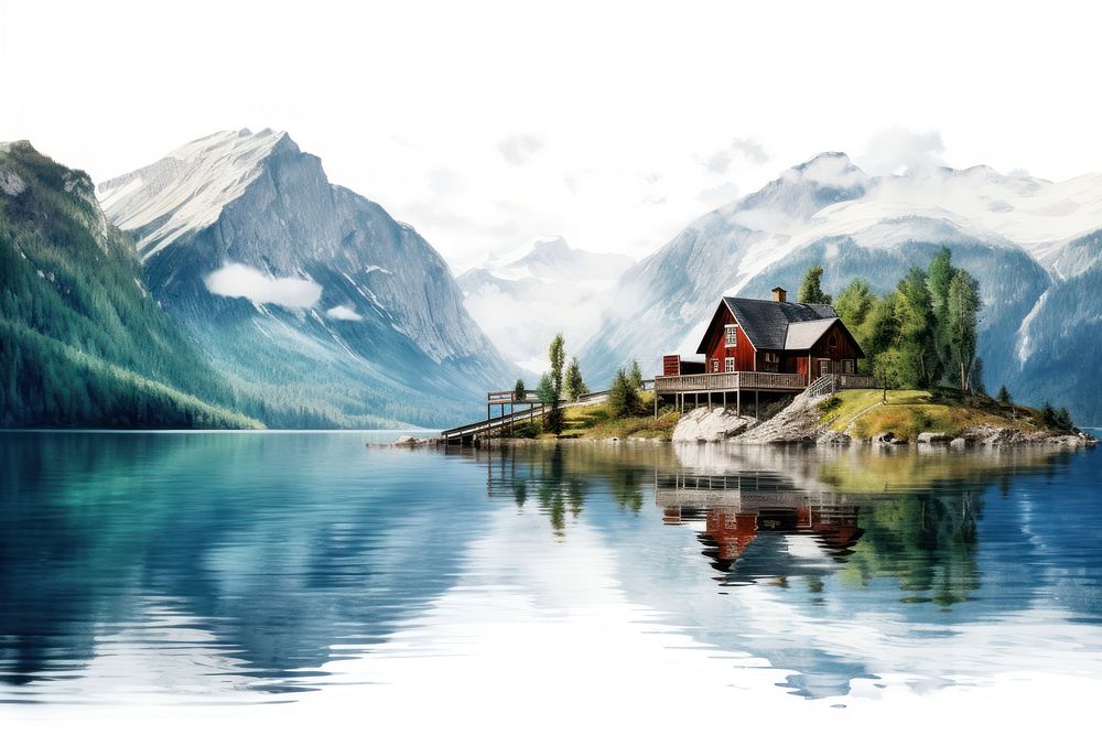 Nordic house architecture landscape building. AI generated Image by rawpixel.