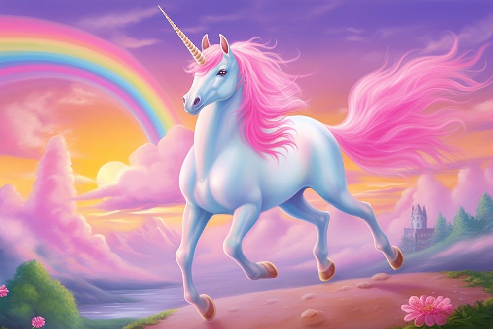 Unicorn painting rainbow animal. | Premium Photo Illustration - rawpixel