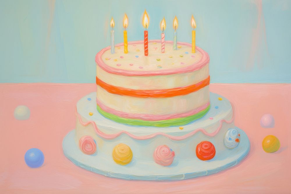 Birthday cake painting dessert party. AI generated Image by rawpixel.