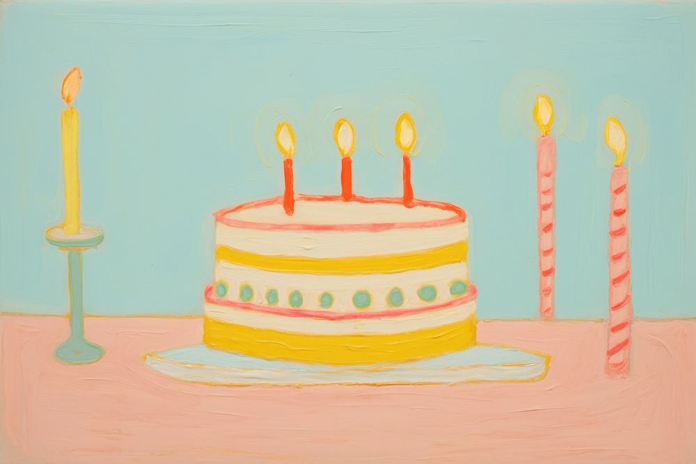 Birthday cake painting dessert drawing. AI generated Image by rawpixel.