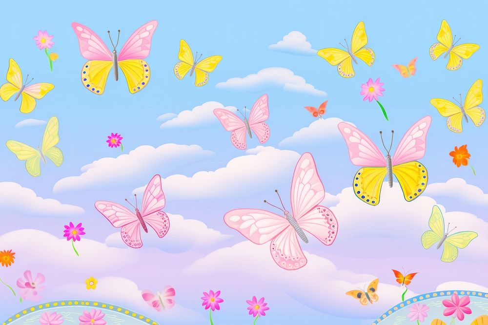 Butterfly pattern backgrounds outdoors nature. AI generated Image by rawpixel.