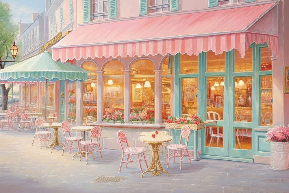 Cafe in paris restaurant awning chair. 