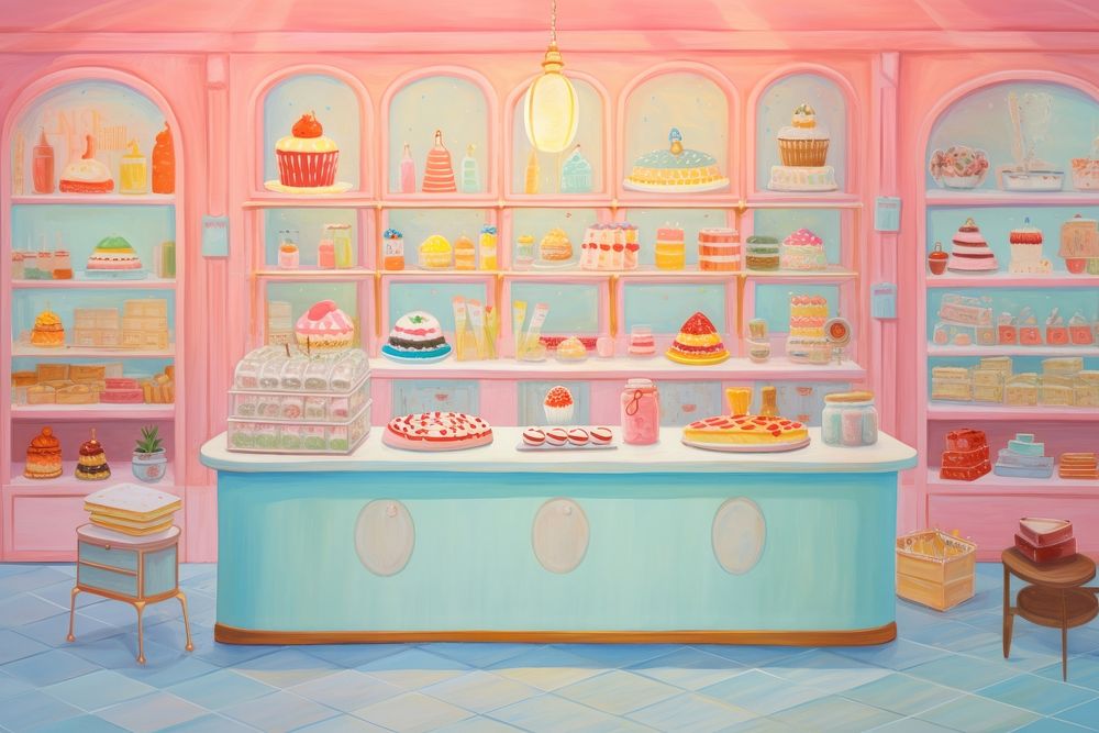Cake shop architecture pâtisserie variation. AI generated Image by rawpixel.
