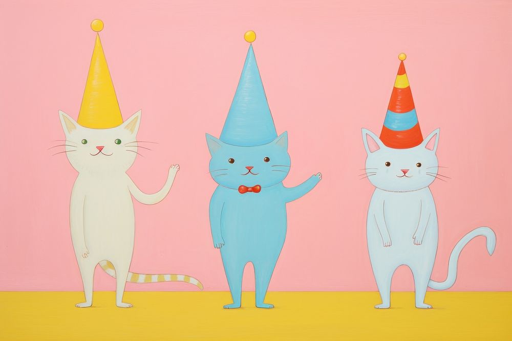 Cats wearing party hat mammal anthropomorphic representation. AI generated Image by rawpixel.