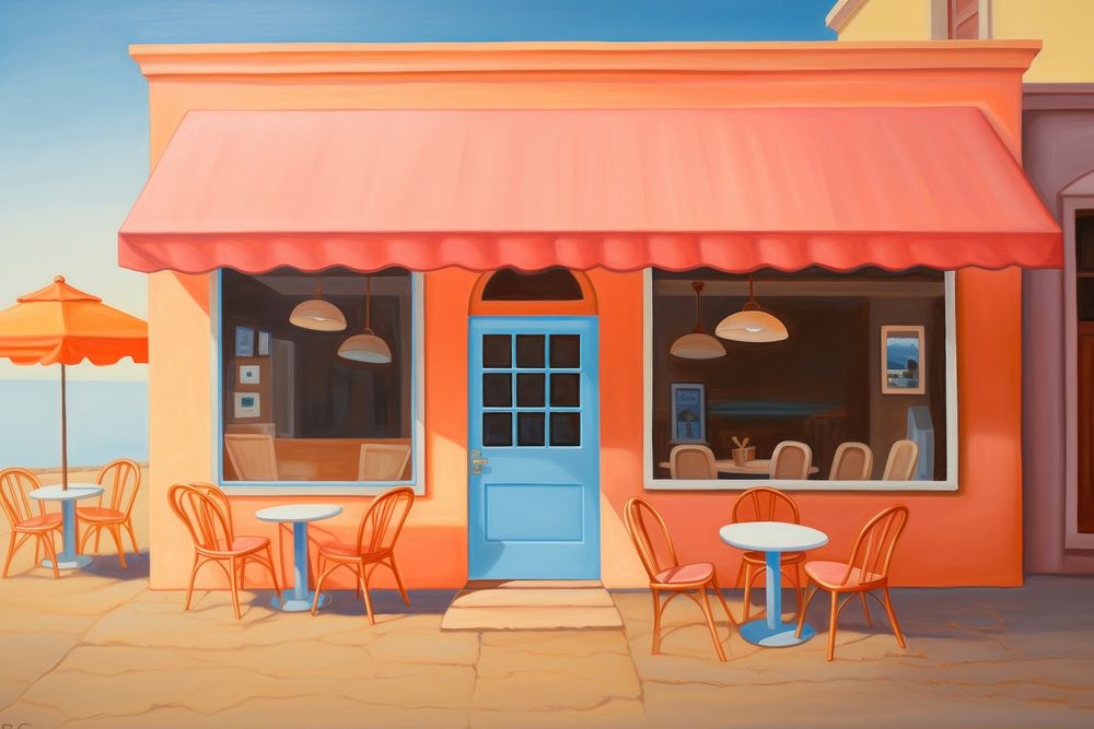 Coffee shop restaurant furniture painting. AI generated Image by rawpixel.