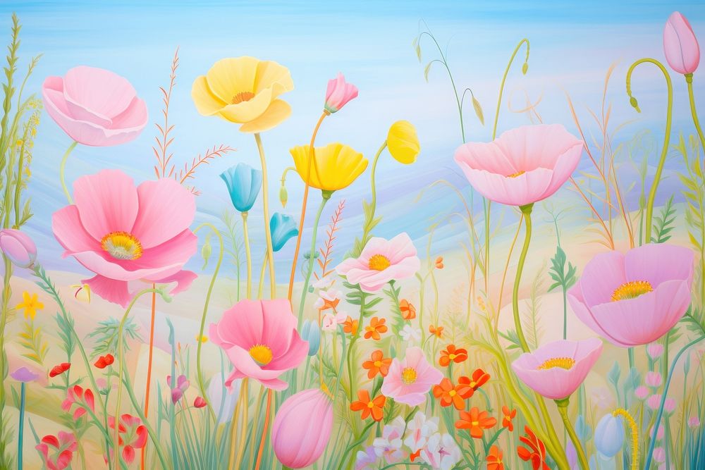 Tropocal flowers frame painting backgrounds outdoors. AI generated Image by rawpixel.
