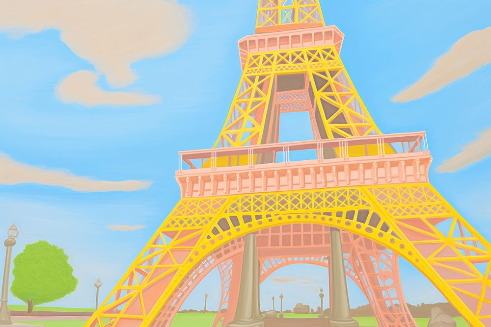Eiffel tower architecture building city. AI generated Image by rawpixel.