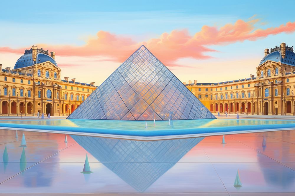 Louvre museum architecture building landmark. AI generated Image by rawpixel.